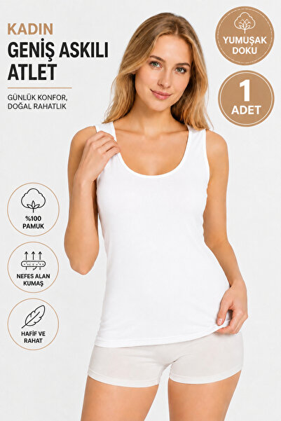 Alıç Women's Wide Strap Undershirt 1 Piece (Tutku Authorized Seller) Cotton R...