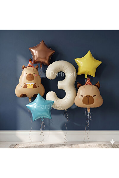 Partifest Capybara Themed Number Balloon Set 1 Year Old Birthday Capybara Par...