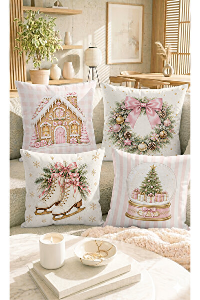 Home Yılbaşı Şekerleme Evi, Çelenk, Buz Pateni ve Kar Küresi Desenli Dekorati...