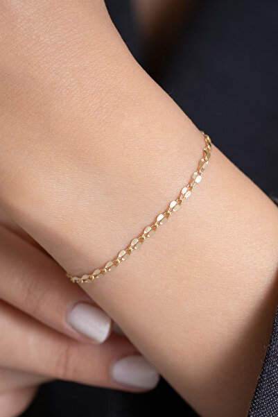 Bayar Gold 14 Ayar Altın Çift Sıralı Aynalı Bileklik