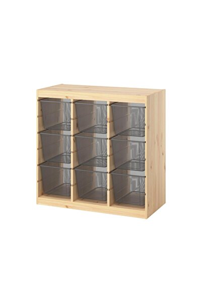 IKEA Modern Gri Oyuncak Saklama Ünitesi 93x44x91 cm Çocuk Odası İskandinav De...