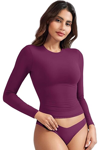 GENERAL Ize Long Sleeve Shirts for Women, Y2K Double Lined Blouses, Basic Sli...