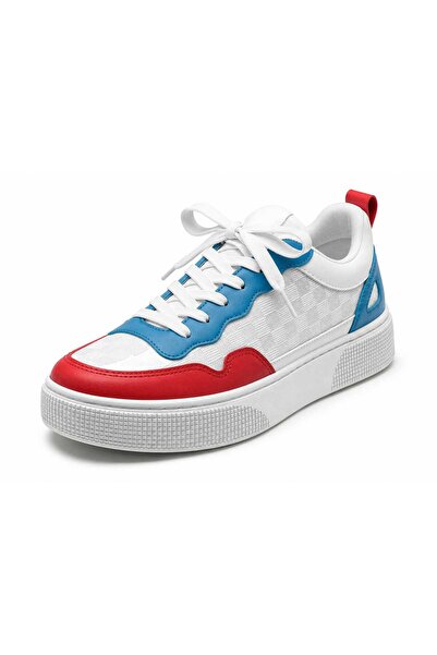 Generic Unisex White Blue & Red Casual Fashion Sneakers