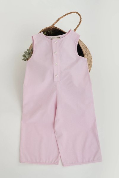 Mioma Kids Patched Overalls Striped Pink