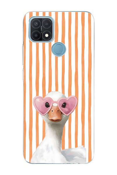 FLAMENKO Oppo A15 / A15S Compatible Transparent Phone Case with Heart and Gla...