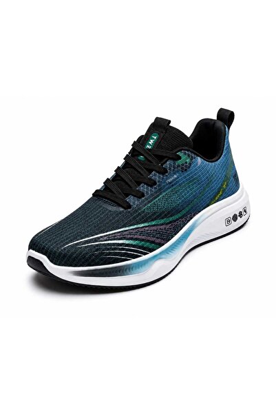 Generic Men's Sports Sneakers – Black Blue Lightweight Casual Running-Style S...