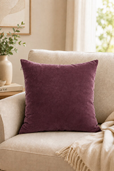 ASDİVA Simple Plain Decorative Pillowcase – Punchable Throw Pillow Cover – Plum