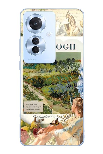 FLAMENKO Oppo Reno 11F 5g Compatible Van Gogh Art Patterned Transparent Phone...