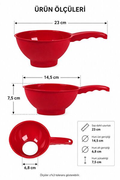 Binbirreyon Saplı Kavanoz Hunisi 14,5cm Plastik Huni 68mm Çıkışlı RA350