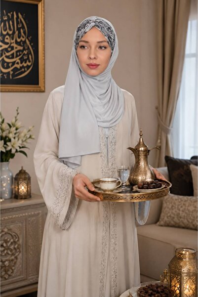 Differenza Crocodile Knot Combed Cotton Shawl - Light Gray