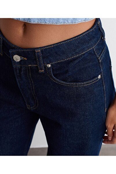 %100 Pamuk Wide Leg Jean - Lacivert