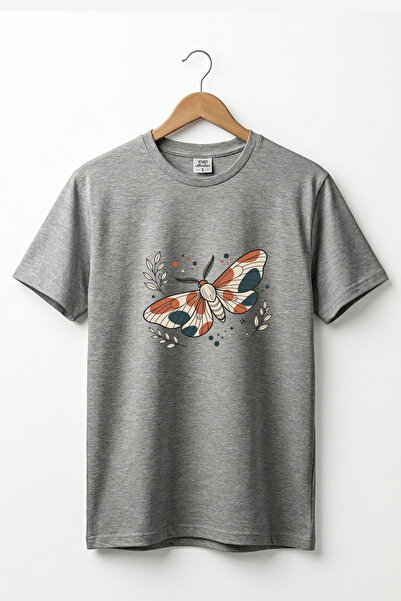 The Baski Butterfly Pattern Printed 100% Cotton Crew Neck Women's Men's Basic...