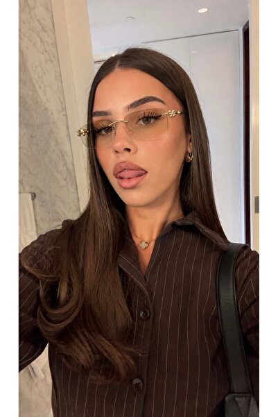 Goldmine Unisex Premium Köşeli Toffy Güneş Gözlüğü UV400 Gold Cam | Kılıf ve Silme Bezi Hediyeli