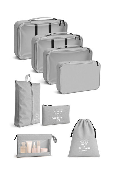 woys 🏅   Premium 8 Piece Gray Color Travel Luggage Organizer - Suitcase Pack...