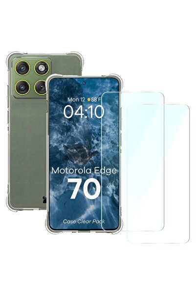 BizonMobile Διαφανής Θήκη 3-σε-1 + 2 Προστατευτικά Γυαλιά για Motorola Edge 7...