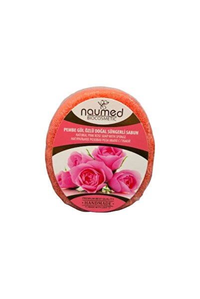 NAUMED sponge soap with pink rose, rose, intended for skin cleansing and exfo...