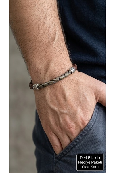 HER ŞEY NOTA www.herseynota.com Riverton Braided Leather Men's Bracelet with ...