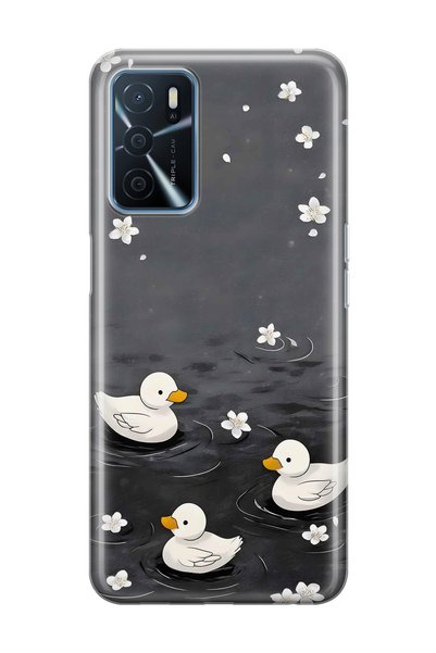 FLAMENKO Oppo A16 / A55 Compatible Ducklings Patterned Transparent Phone Case