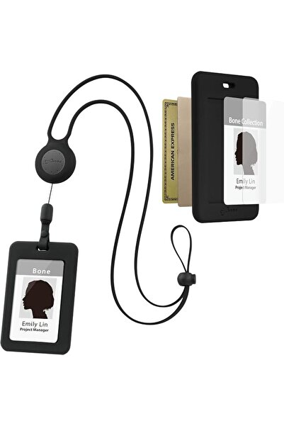 GENERAL Retractable Badge Holder with Short Lanyard, Vertical Id Card Holder ...