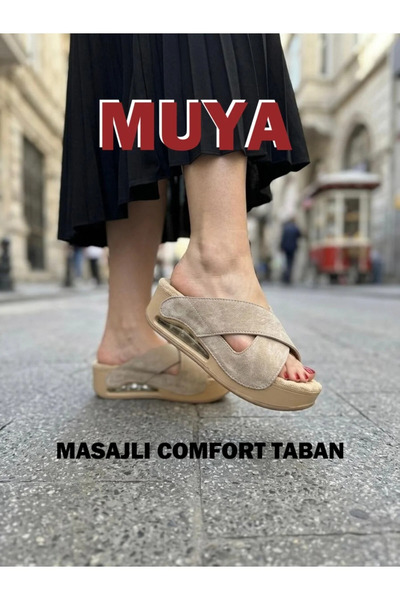 Generic Brand Papuci de damă MUYA cu talpă groasă și masaj cu aer.