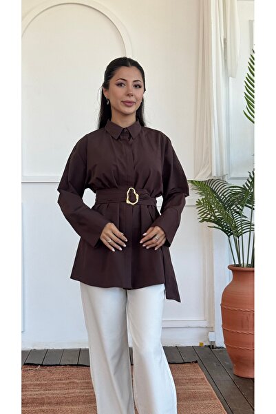KEVRA Gold Toka Detaylı Poplin Gömlek