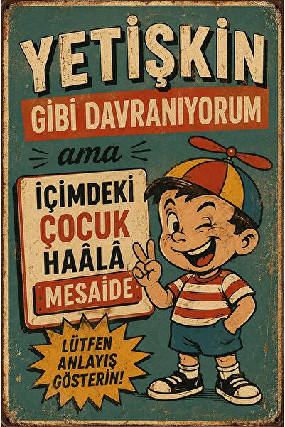 Lucena Ponašam se kao odrasla osoba Retro metalni zidni znak Duhovita vintage...