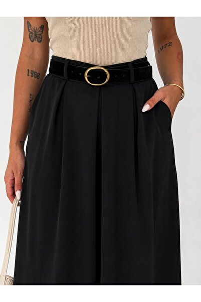 MODA DURAĞI Mi̇rella Elegant Wide-Let Pants Black
