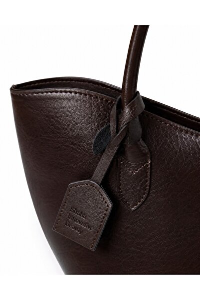 SHAKA Kahverengi SHK284 Geniş Hacimli,Fermuarlı,Büyük Boy,Shopper Omuz Çantası