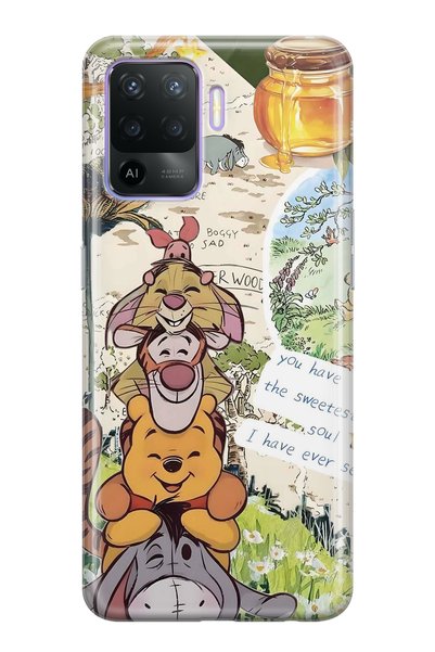 FLAMENKO حافظة هاتف شفافة بنمط Winnie Pooh Collage متوافقة مع هاتف Oppo Reno ...