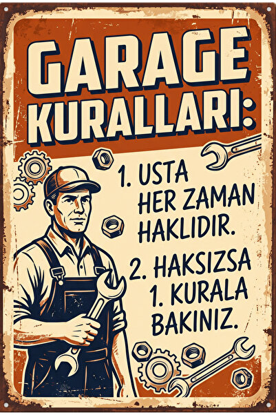 Lucena Retro metalni znak Majstor je uvek u pravu Garaža Radionica Zidni deko...