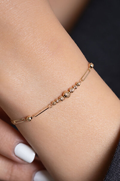 Bayar Gold 14 Ayar Altın Dorikalı Ataç Bileklik + 3 cm Uzatmalı