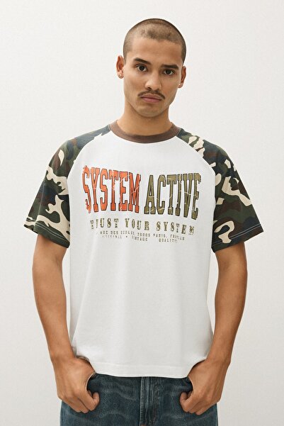 Bershka Baskılı kısa kollu reglan tişört
