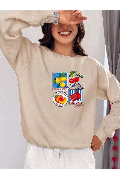 Hira Online Women's Dolce Vita Printed Three-Thread Embroidered Sweatshirt