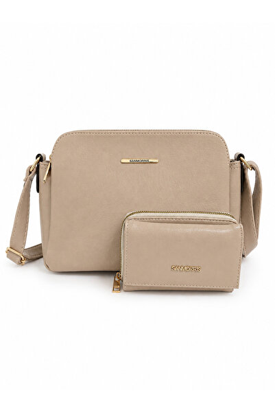 Sanmorris Women's Faux Leather Crossbody Shoulder Bag & Wallet Set