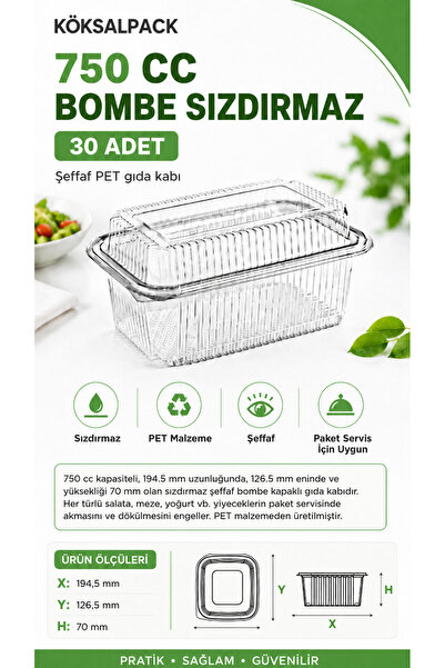 Köksal Pack 30 Pieces 750 Cc Curved Leak-Proof Transparent Pet Food Container...