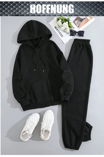 HOFFNUNG UNISEX Casual σετ φόρμας για εξωτερικούς χώρους με ολόσωμο φερμουάρ