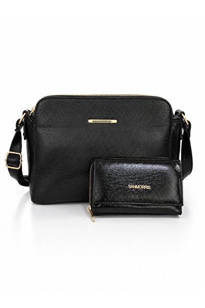 Sanmorris Women's Faux Leather Crossbody Shoulder Bag & Wallet Set