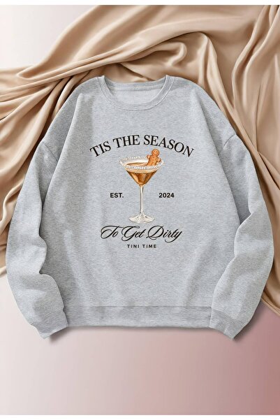 Hira Online Women's Martini Printed Three Thread Ribbed Sweatshirt