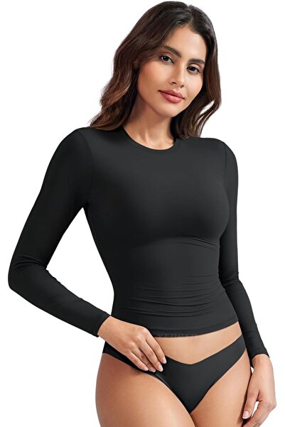 GENERAL Ize Long Sleeve Shirts for Women, Y2K Double Lined Blouses, Basic Sli...