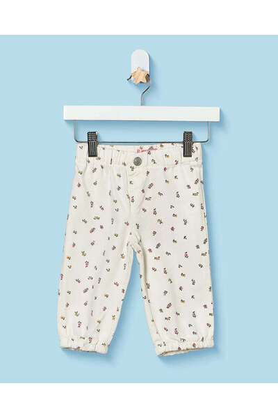 REDTAG Infant Girls Off White All-Over Print Trousers