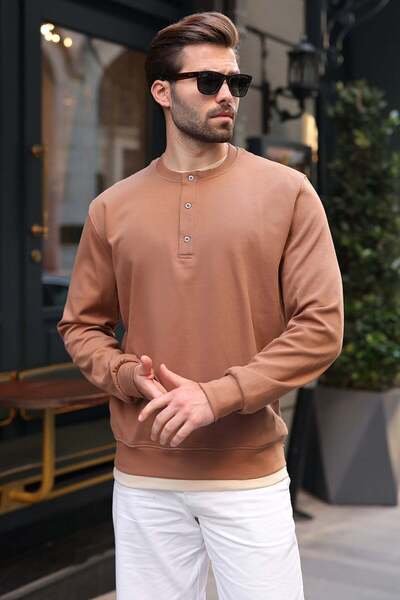 Madmext Mink Double Color Crew Neck Men's T-Shirt E7196
