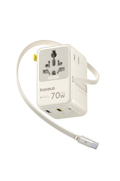 Baseus Adaptor de călătorie Enercore CG11 (E0307E01), cu cablu retractabil, 2...