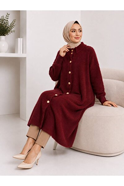 HIRA CO. Women's Bearded Knitwear Cardigan Buttoned Front Oversize Long Sleev...