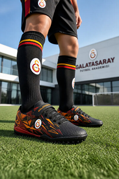 Galatasaray ST-7843 Velcro Μαύρα Παπούτσια Ποδοσφαίρου για Αγόρια
