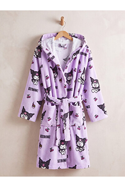 LC Waikiki Rmz Gi̇yi̇m Farkiyla Kuromi Printed Girls' Bathrobe