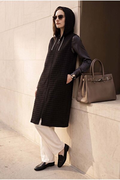 KADO OUTLET Hooded Zippered Quilted Women's Vest