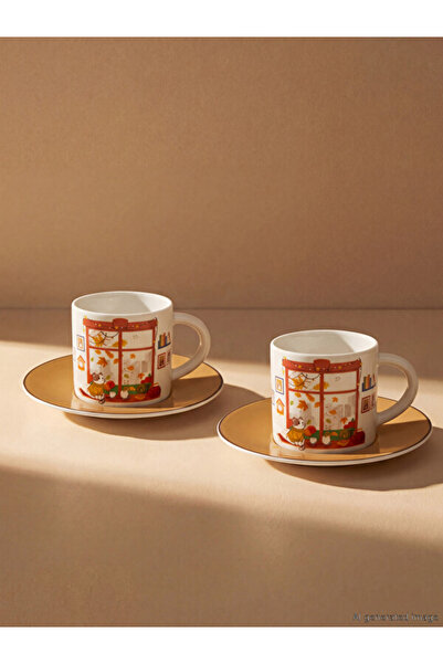 LC Waikiki Rmz Gi̇yi̇m Farkiyla Printed 2-Person Porcelain Coffee Cup Set