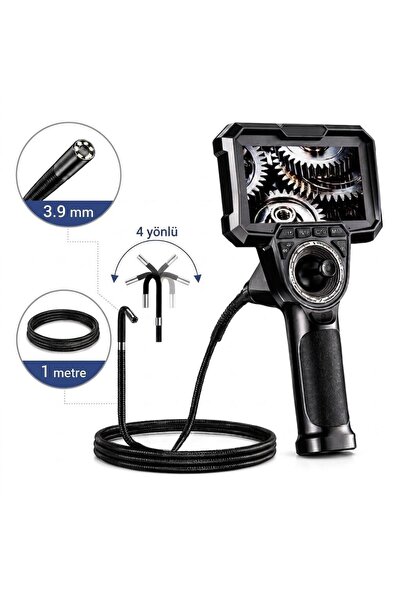 GL76 4 Yönlü 720° Oynar Başlı 3.9mm Lens Çapı 1 Metre Yarı Sert Kablo Endüstriyel Endoskop Kamera