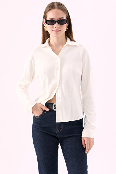 CrepTekstil Crep Women's 100% Cotton Interlock Stretchy Textured Buttoned Lon...