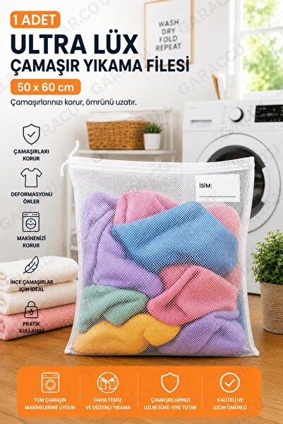 garaccu 1 Piece of Laundry Net with Name Tag and Drawstring, 50X60 cm Large S...